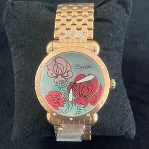 NEW, Authentic Bertha Mother of Pearl, Floral Face Watch NWOT